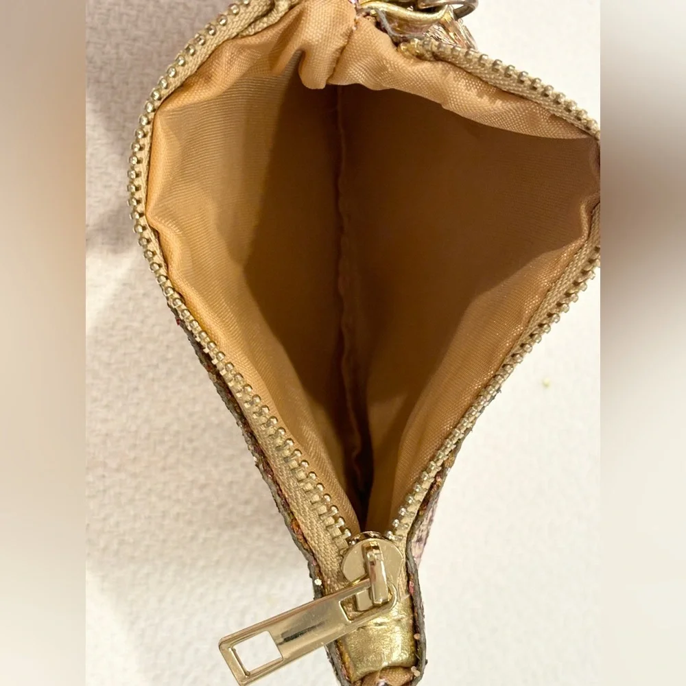 NWOT Pink and Gold Glittered Wristlet